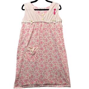 Loti Fashion Pink Floral Nightgown Sleeveless Cotton Polka Dot Loungewear Size M
